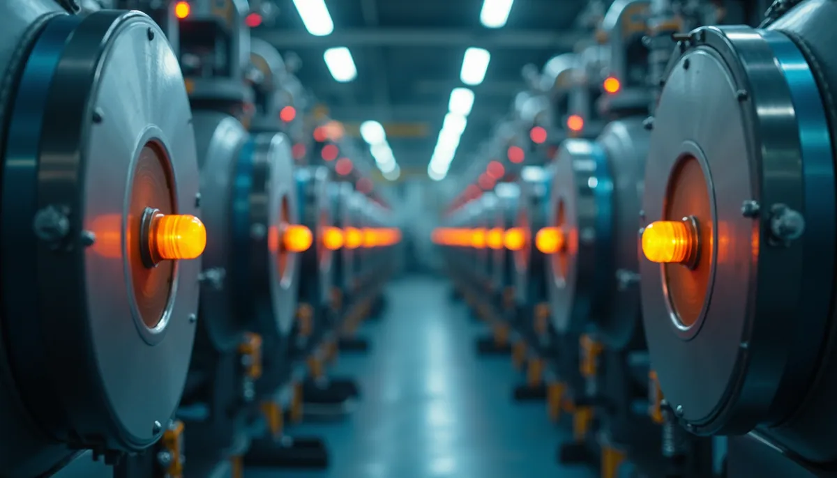 Eye-level view of industrial oil refining equipment in operation