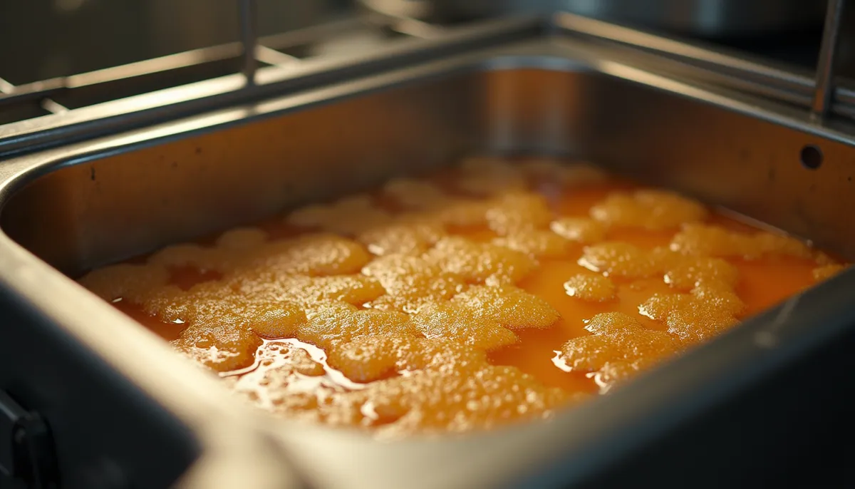High angle view of a deep fryer with bubbling oil