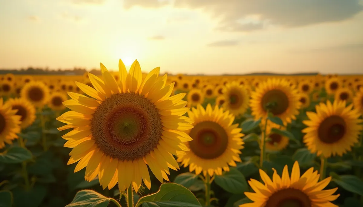 High angle view of vast sunflower fields in Ukraine