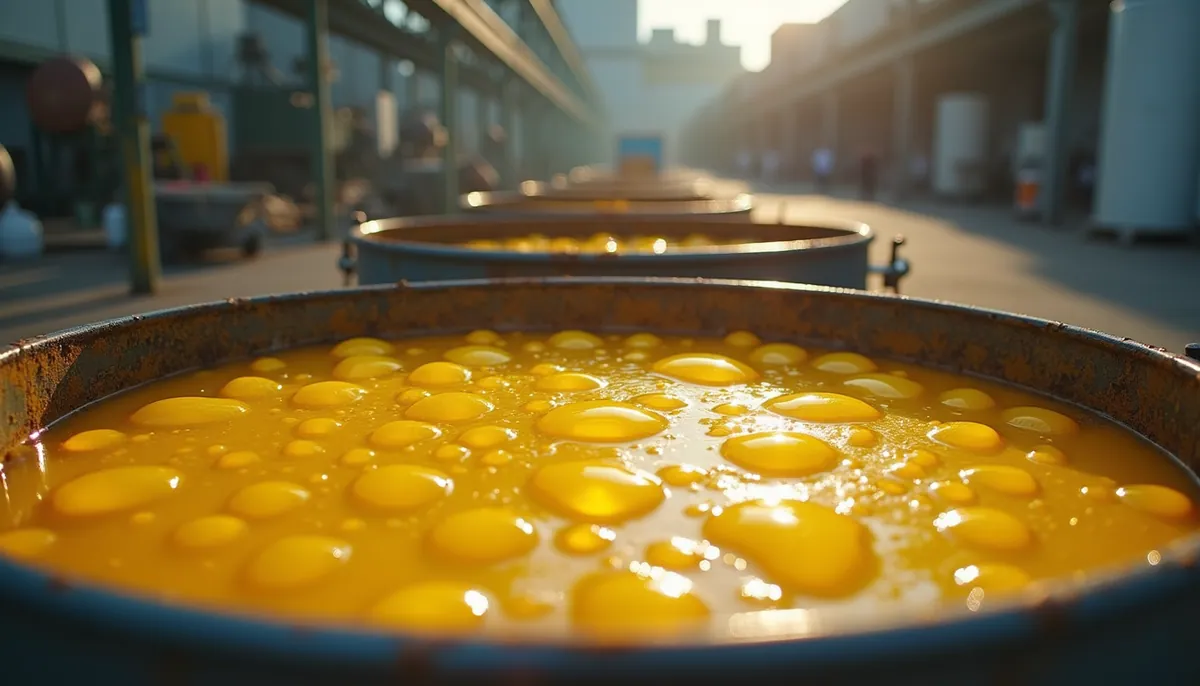 Open vat of boiling oil in a plant